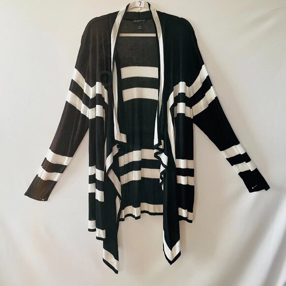 INC International Concepts Womens Black & White Striped Draped Cardigan Size 3X - Picture 1 of 8